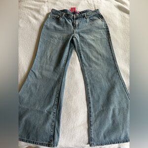 Edikted Blue Flare Wide Leg Jeans